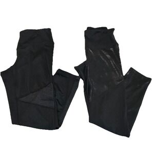 Zella Lot of 2 Pair Activewear Leggings Women XS Black Mesh Shimmer Gym Work Out